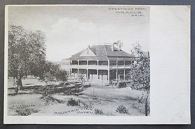 A vintage postcard of the Mountain View Hotel, captioned Greetings from Oracle, Arizona.
